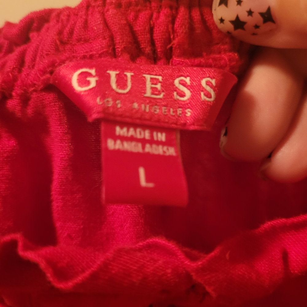 Guess Cherry Red Off The Shoulder Blouse - Picture 2 of 9